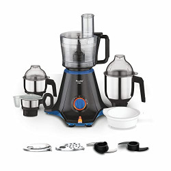 Preethi Zion Mixer Grinder for Kitchen - 4 Jars 750 Watt Mixie (3 Stainless steel Jars+1 Master Chef Plus Food processor Jar), Flexi lids, Vega W5 motor, Black (MG-227)