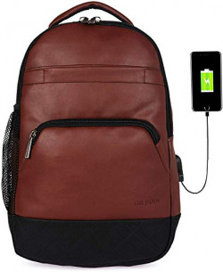 FUR JADEN Vegan Leather 30L 15.6 Inch Laptop Backpack for Men Women for Office Professionals and College Students