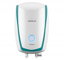Havells Instanio 3L Instant Water Heater(Geyser)| Temp. Sensing LED Indicator| Rust & Shock Proof Body| ISI Marked|With Flexible Pipes|Warranty: 5 year on Inner Tank| High Rise Compatible (White Blue)
