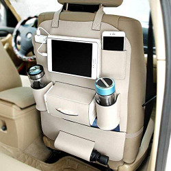 Kingsway Car 3D Organizer Holder Hanger for Seat Back with Multi Pockets - Universal for All Cars (Beige Color)