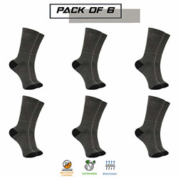 Allen Cooper AC S312, Strong Crew Workwear Socks, Ribbed Elastic On Leg for Gripping & Compression, Fully Cushioned Sole, Pack of 6