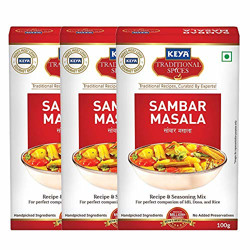 KEYA Sambar Masala| Monocarton | 100% Pure and Natural | Pack of 3 x 100 Gm