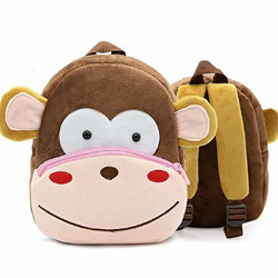 Blue Tree Kid's School Bagpack 3-5 Years 11 litres Cartoons Soft Toy Bag Gift for Kids (Monkey (Brown))