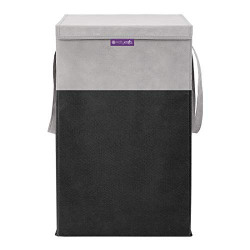 PrettyKrafts 75L Folding Laundry Basket, Large Laundry Hamper With Lid & Handles, Collapsible Freestanding Clothes Hamper, Storage Basket for Bedroom, Bathroom, Dorm (Black)