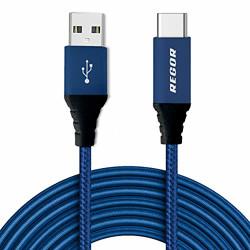Regor Type-C Cable, 5 Ft/1.5Mtr, Rugged Connectors, Nylon Braided for Type-C Devices - Blue