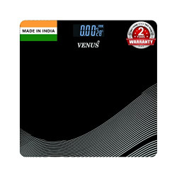Venus (India) Electronic Digital Personal Bathroom Health Body Weight Machine Weighing Scales for Human Body,Weighing Machine, Battery Included, 2 Year Warranty Eps-2001 (Black)