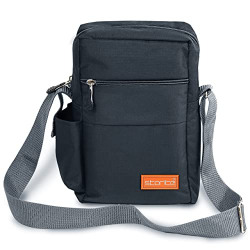 Storite 10 Inch Stylish Padded Mini Sling Bag for Men and Women, Small Passport Travel Bag and Small Sling Bag With Water Bottle Pocket (25 x 16 x 7.5cm, Dark Grey)