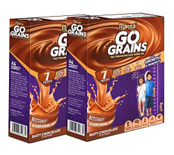 Manna Go Grains Nutrition Powder for Kids. Supports Growth and Immunity. Made with Ragi, Bajra (7 Grains, Millets and Pulses. Chocolate Flavor 800g (400g, Pack of 2)