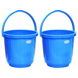 Princeware Plastic Duro Unbreakable Bucket, 24 litres, Set of 2 (Blue)