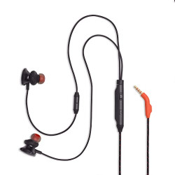 JBL Quantum 50, Wired in Ear Gaming Headphone with Inline Voice Focus Microphone and Master Volume Slider, Twist-Lock Technology (Black)