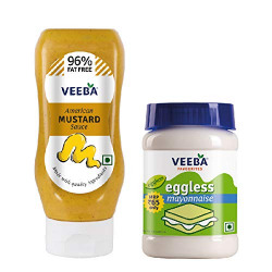Veeba American Mustard Sauce,320g and Eggless Mayonnaise,250g - Pack of 2