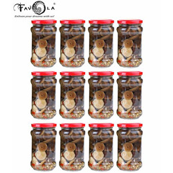 FAVOLA ESSENTIALS ROUND LUG GLASS JAR, GOLD LID, 200 ML, SET OF 4, CLE