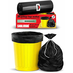 Shalimar Premium OXO - Biodegradable Garbage Bags (Medium) Size 48 cm x 56 cm (30 Bags) (Black Colour)