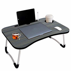 RUDRA ZONE Presents Foldable Laptop Table with Cup Holder, Study Table, Bed Table, Breakfast Table, Foldable & Portable/Ergonomic & Rounded Edges 09(0123)