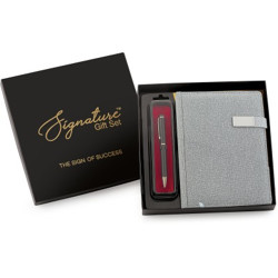 Signature 2021 Infinity Diary Giftset with Cello Origin Ball Pen - A5 Diary Ruled 335 Pages(Grey, Pack of 2)