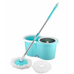 COROID Microfiber Spin Mop with Easy Wheels and Bucket for Magic 360 Degree Cleaning with Stainless Steel Wringer-2 Mop Pad Refills