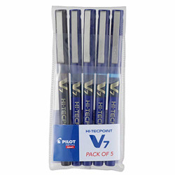 Pilot V7 Roller Ball Pen Pack of 5 (4 Blue , 1 Black )