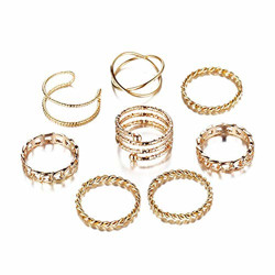 Jewels Galaxy Jewellery for Women Combo of 8 Gold Plated Rings (Mixed Sizes) (JG-PC-RNG-910)