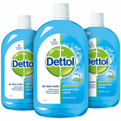 Dettol Liquid Disinfectant for Multi-Purpose Germ Protection, Menthol Cool, 500 ml (Pack of 3)