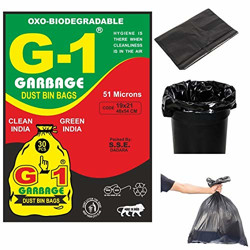 G 1 Premium OXO - Biodegradable Garbage Bags (Medium) Size 48 cm x 56 cm (240 Bags) (Black Colour)