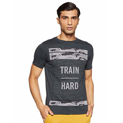 Proline Men's Printed Regular fit T-Shirt (PV16018_DE_S_Grey
