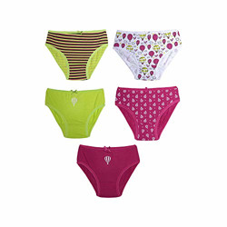 STOP by Shoppers Girls Balloon Print Striped Printed and Solid Briefs - Pack of 5 (Assorted_24-36 Months)