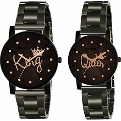NUN MR Men's and Women's Crystal King Queen Chain Couple Watch