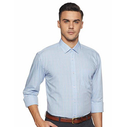 Amazon Brand - Symbol Men's Checkered Regular Fit Full Sleeve Formal Shirt (SY-AW19-FS-297_Blue_42)