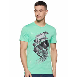 United Colors of Benetton Men's Printed Regular fit T-Shirt (18P3SPLJ1030IS31M_Green M)