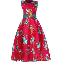 Tiny Toon Girls Maxi/Full Length Party Dress(Pink, Sleeveless)