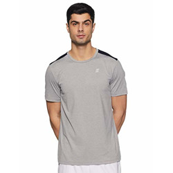 Amazon Brand - Symactive Men's Solid Regular Fit Half Sleeve Sports T-Shirt (SYM-A-014B_Light Grey Melange_X-Large)