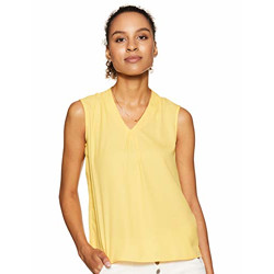 Amazon Brand - Symbol Women's Solid Regular Fit Sleeveless Top (SYMAW19TP013_Mustard_L)