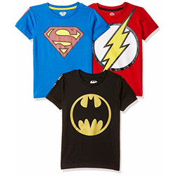 DC Comics By Kidsville Boys' T-Shirt (Pack of 3) (WB001_Multicolor_3-4 Years)