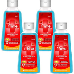 NIINE  Liquid with Goodness of Lemon and Neem, 100 ml FlipTop Bottle, 70% Alcohol Hand Sanitizer Bottle(4 x 100 ml)