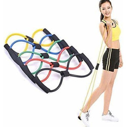 AJRO DEAL 8-shaped Resistance Band Tube Body Building Fitness Exercise - (Multicolor) Resistance Band