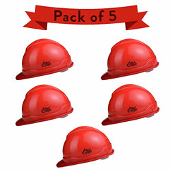Allen Cooper Industrial Safety Helmet SH-701, Plastic Cradle with Manually adjustable Headband - RED (Pack Of 5)