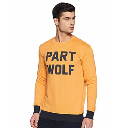 Amazon Brand - Symbol Men's Regular Fit Round Neck Sweatshirt (AW19MNSSW36_Inca Gold Mel + Iris Navy_XL)