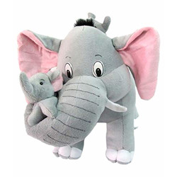 SARIKA TOYS Stuffed Spongy Huggable Soft Mother Elephant with Tow Babies -36 cm (Grey)