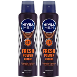 NIVEA MEN Fresh Power Charge Deodorant Spray  -  For Men(300 ml, Pack of 2)