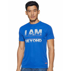 Fusefit Men's Printed Slim fit Sports T-Shirt (FFA-MT004-02 Blue Medium)