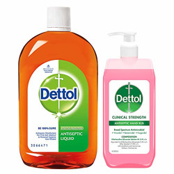 Dettol Antiseptic Disinfectant Liquid for First Aid, Surface Cleaning and Personal Hygiene, 1000 ml with Dettol Clinical Strength Antiseptic Hand Sanitizer, 500 ml