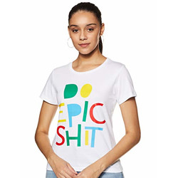 T2F Women's Regular fit T-Shirt (WOM-TSRT-CP-03_Multicolor Medium)