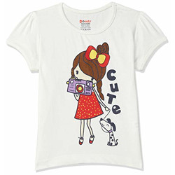 Donuts Baby Girl's Plain Regular fit T-Shirt (276661117_Off-White_12M_HS