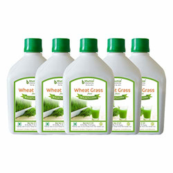Bhumija Lifesciences Plain Wheatgrass Juice - Natural | Herbal Juice Sugar Free 1 Ltr (Pack of Five)