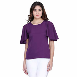 J B Fashion Plain Women Top with 3/4 Sleeves for Fancy top,Stylish top, Casual Wear Top for Women/Girls Top (Medium) Purple