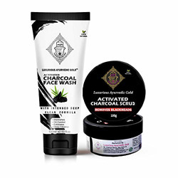 Luxurious Ayurvedic Gold Face Cleanser Kit (Charcoal Face Wash & Scrub)
