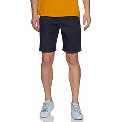 Amazon Brand - Symbol Men's Regular Fit Cotton Denim Shorts (ADBX-SHR-705_Dark Blue_28)