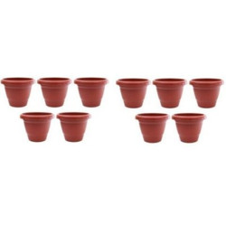 MEHAN'S Gardening Flower Pots-8Inch Round Garden Plastic Planters Pack of 10 Plant Container Set(Pack of 10, Plastic)