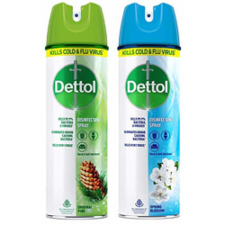 Dettol Multi-Purpose Disinfectant Spray For Hard & Soft Surfaces, Spring Blossom- 170 g & Original Pine- 170 g