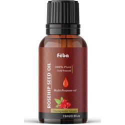 Feba Rosehip Seed Oil For Face 100% Pure & Natural Therapeutic Grade Organic Cold Pressed(15 ml)
